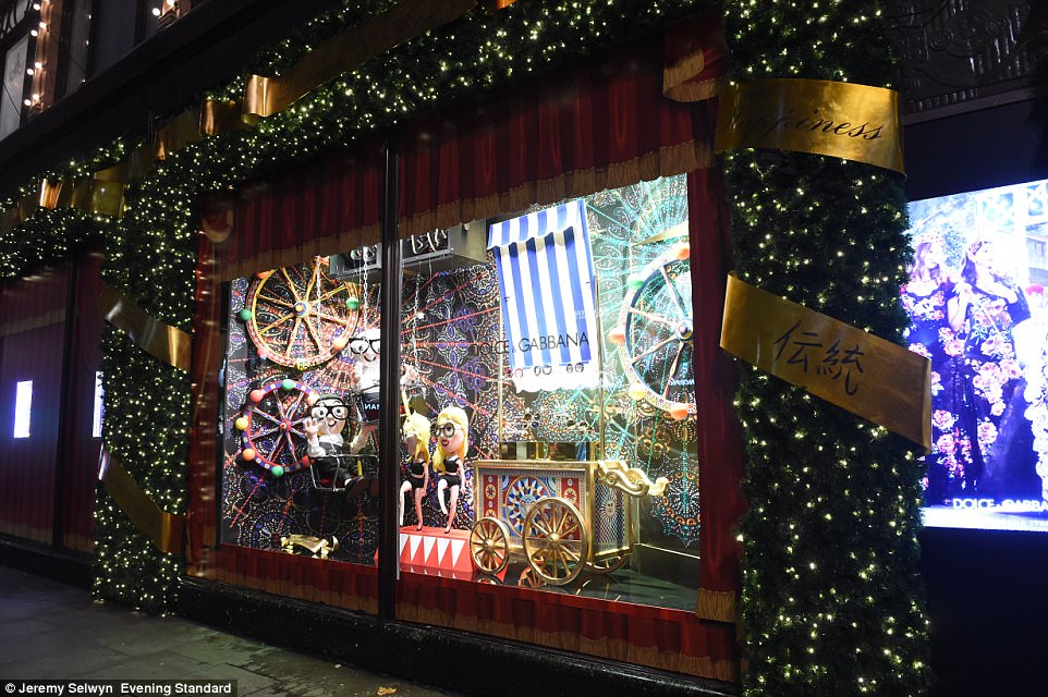 Harrods' Christmas windows in London, designed by Dolce & Gabbana.