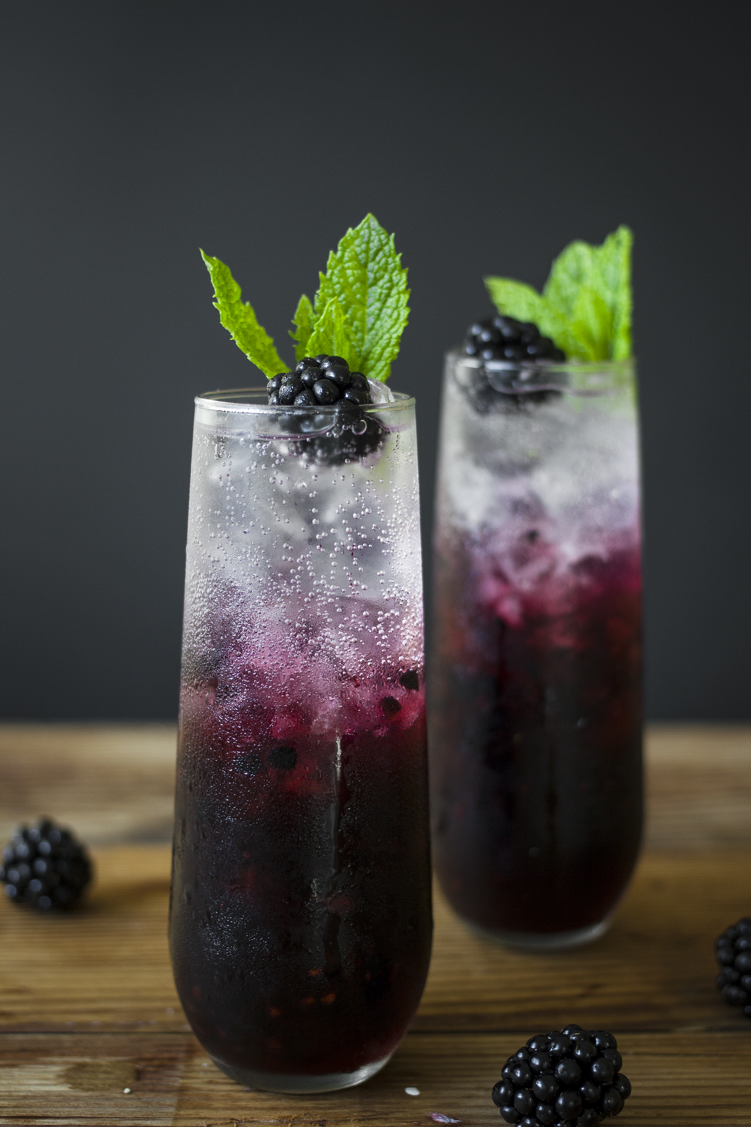 Blackberry, mint, cucumber gin spritzer