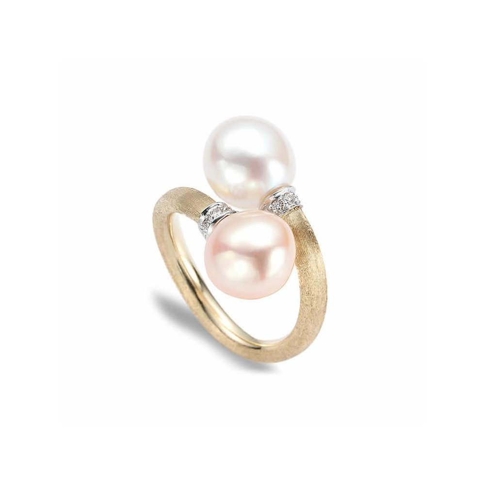 Africa Pearl and 18k Gold Ball Diamond Ring, $1,810