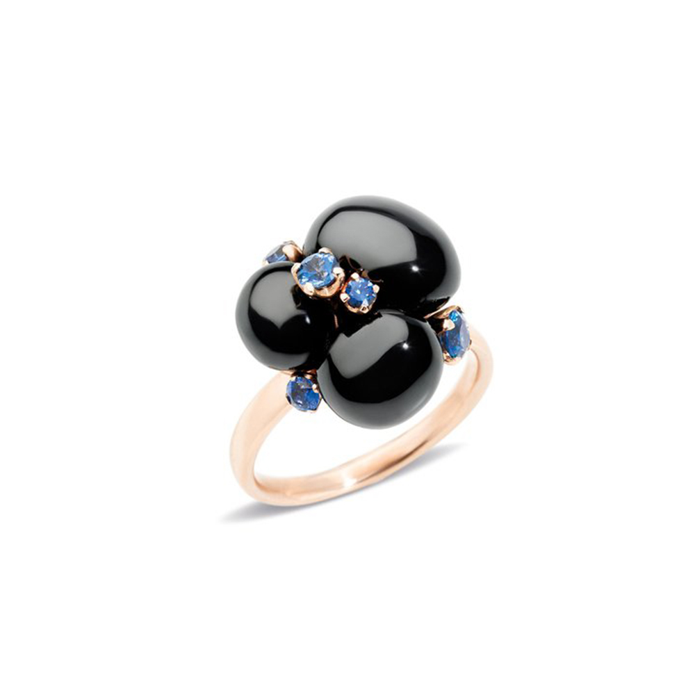 Capri Black Ceramic and Blue Sapphires 0.35CT Ring, $2,865