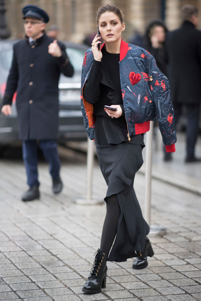 PARIS, FRANCE - JANUARY 22: Olivia Palermo during the Haute Couture Spring/Summer 2018 in the streets of Paris on January 22, 2018 in Paris, France. (Photo by Timur Emek/Getty Images)