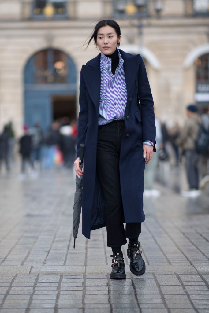 PARIS, FRANCE - JANUARY 22: A model seen during the Haute Couture Spring/Summer 2018 in the streets of Paris on January 22, 2018 in Paris, France. (Photo by Timur Emek/Getty Images)