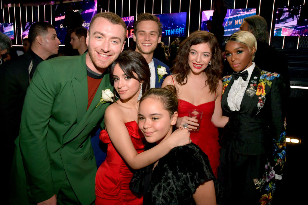 NEW YORK, NY - JANUARY 28: Sam Smith, Camila Cabello, Brandon Flynn; Sofi Cabello, Lorde and Janelle Monae attend the 60th Annual GRAMMY Awards at Madison Square Garden on January 28, 2018 in New York City. (Photo by Lester Cohen/Getty Images for NARAS)