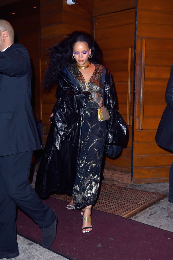 NEW YORK, NY - JANUARY 28: Rihanna seen at 1-Oak nightclub after partying with rumor boyfriend Hassan Jameel after attending the 2018 Grammy Awards after party on January 28, 2018 in New York City. (Photo by Robert Kamau/GC Images)