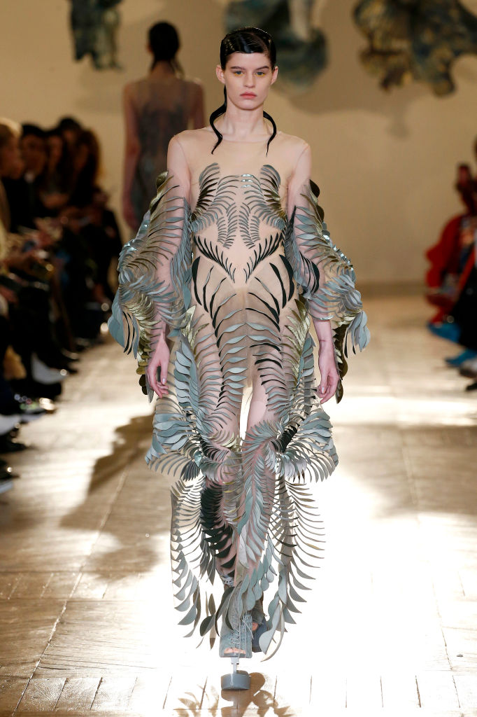 PARIS, FRANCE - JANUARY 22: A model walks the runway during the Iris Van Herpen Spring Summer 2018 show as part of Paris Fashion Week on January 22, 2018 in Paris, France. (Photo by Thierry Chesnot/Getty Images)