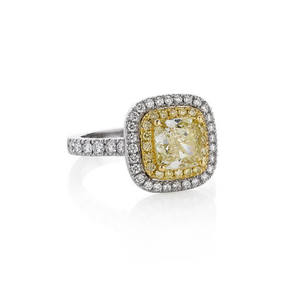 Jewellers Workshop, Soleil Ring, 2.00 Ct Light Yellow Diamond with Yellow And White Diamond Set Row, $25,000
