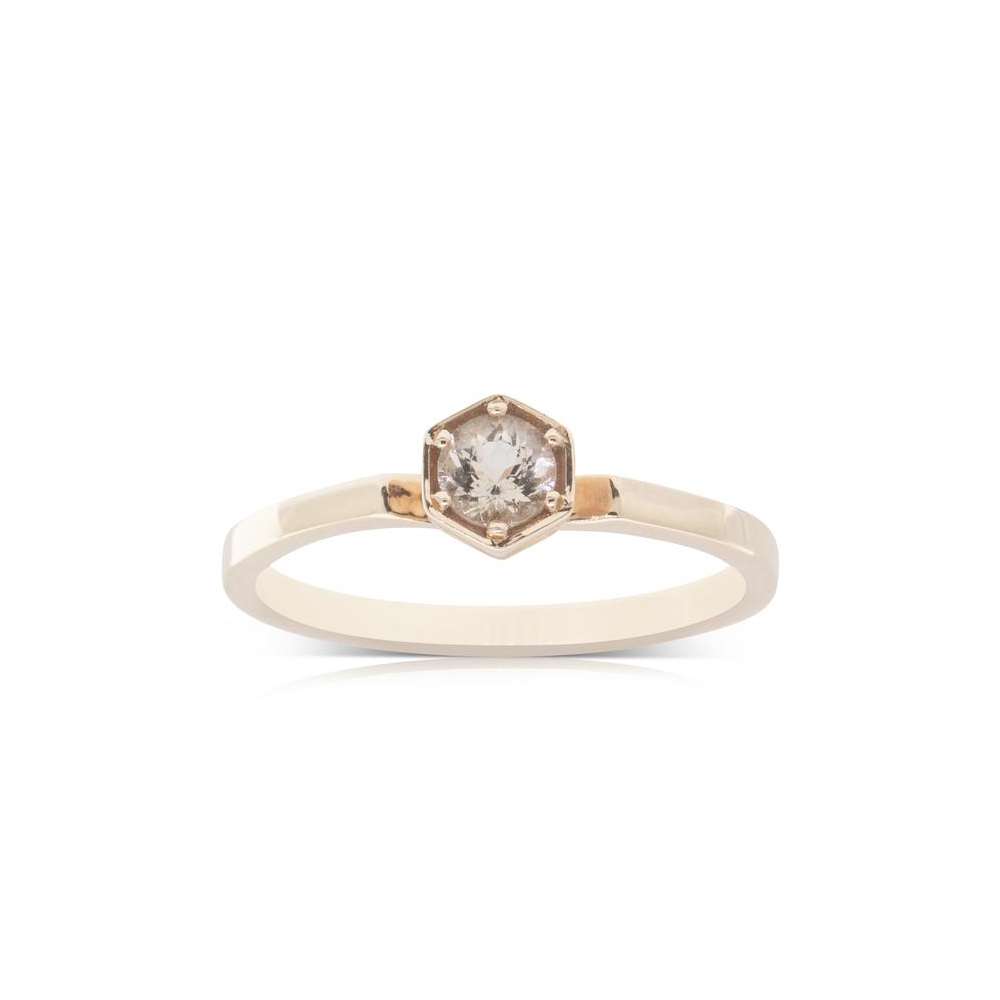 Meadowlark Hexagon Solitaire Ring - 9ct Rose Gold & Morganite, $785
