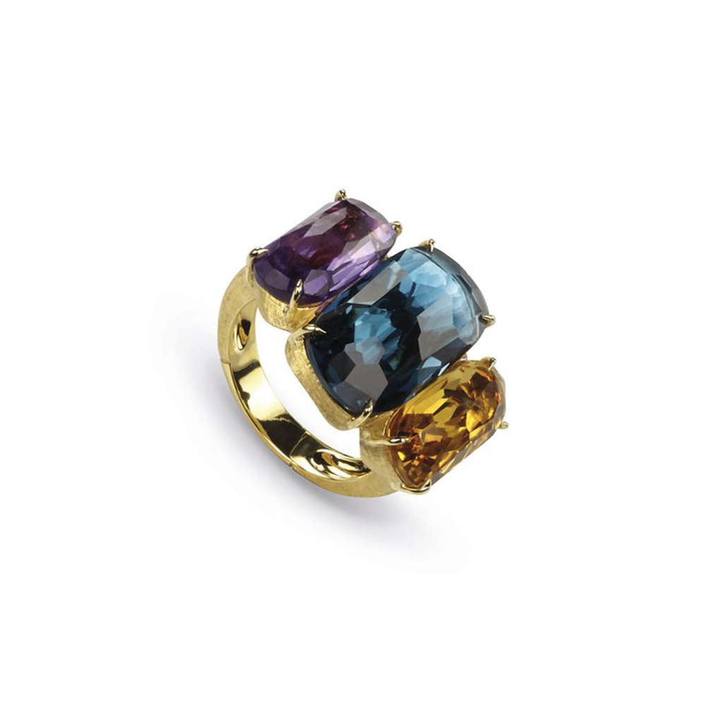 Murano Blue Topaz, Amethyst & Yellow Quartz Gemstone Ring, $5,250