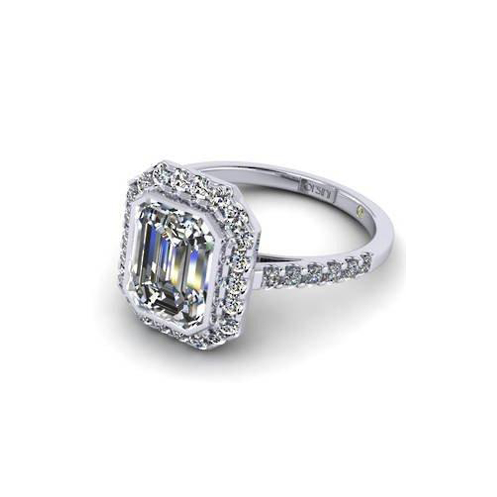 Orsini Smeraldo-Cut Micropavé Diamond Ring, POE