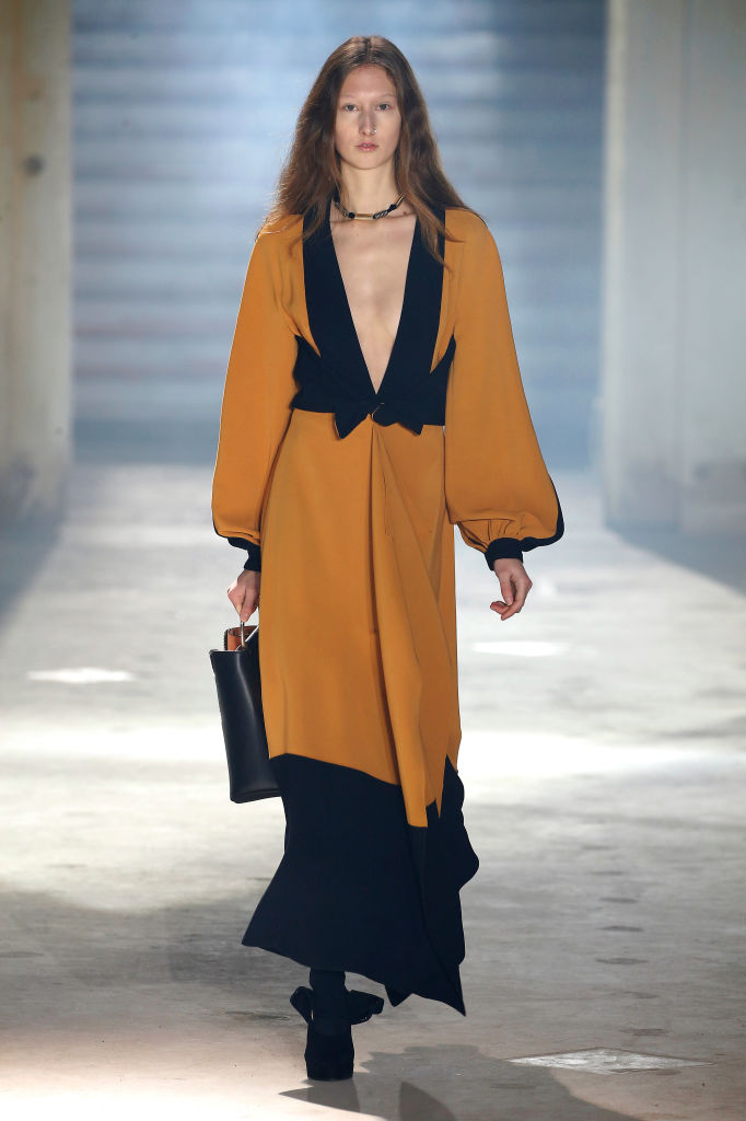 A model walks the runway during the Proenza Schouler Spring Summer 2018 show as part of Paris Fashion Week on January 22, 2018 in Paris, France.