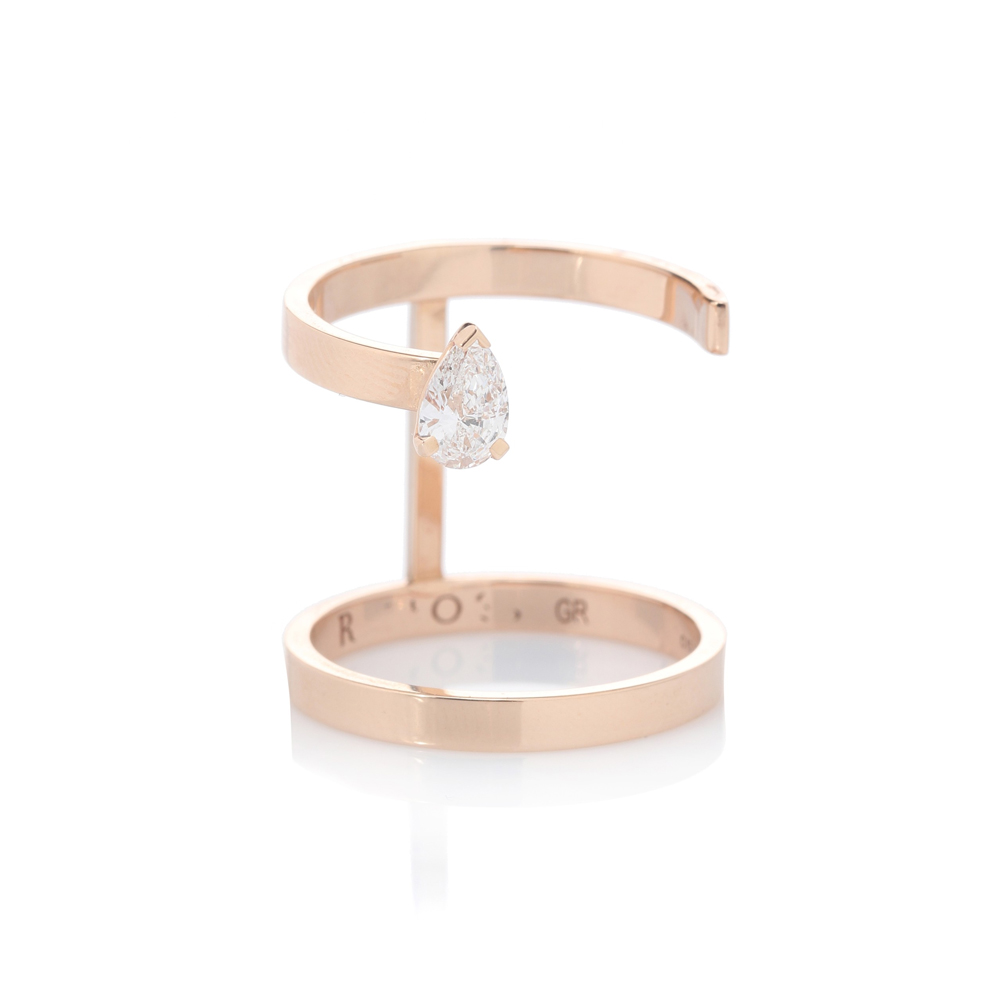 Repossi Serti Sur Vide 18kt Rose Gold Ring With Pear Diamond, € 4,455 (approx. $7,510 NZD), from Mytheresa.Com