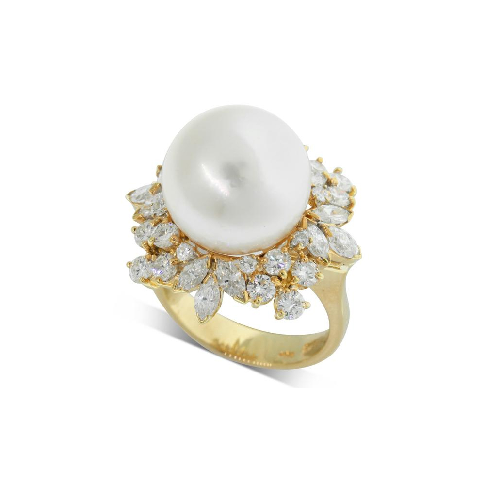 Walker & Hall Vintage 18ct White Gold South Sea Pearl & Diamond Ring, $11,500