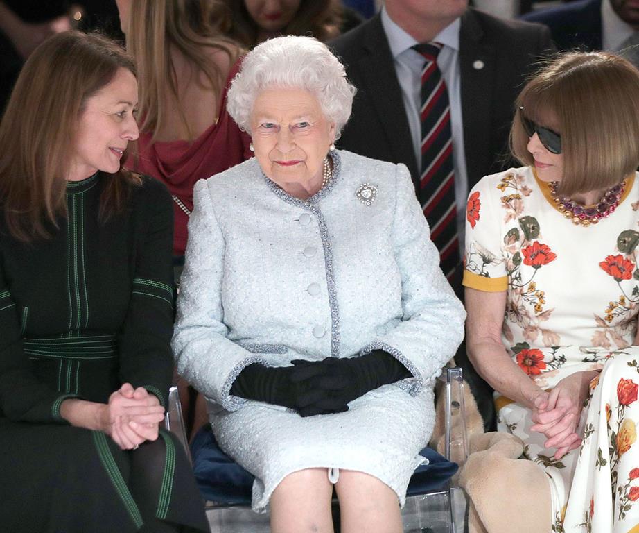 Queen makes an appearance on front row of London Fashion Week