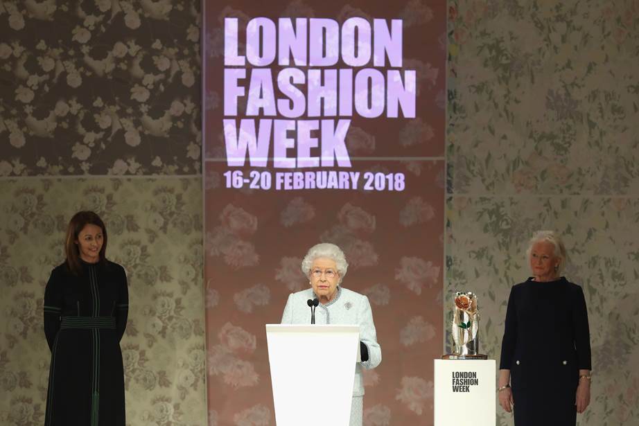 Queen makes an appearance on front row of London Fashion Week