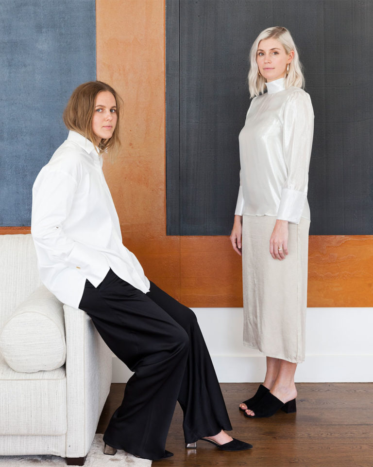 Lauren Tapper and Sarah Harris of shirt label Harris Tapper