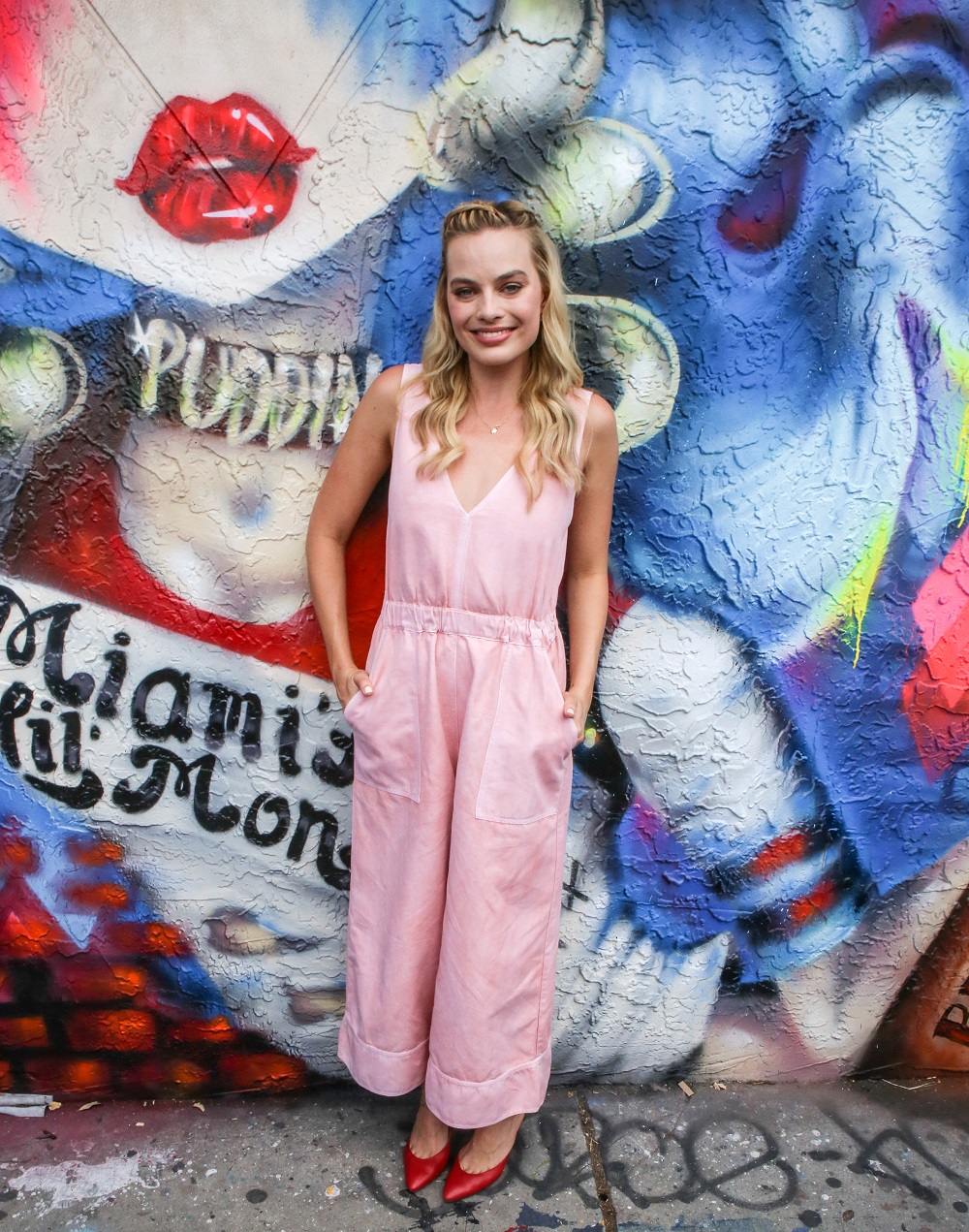 2016: Margot Robbie poses in front of the mural at the Suicide Squad Wynwood Block Party and mural reveal with the movie's cast on July 25 in Miami, Florida.