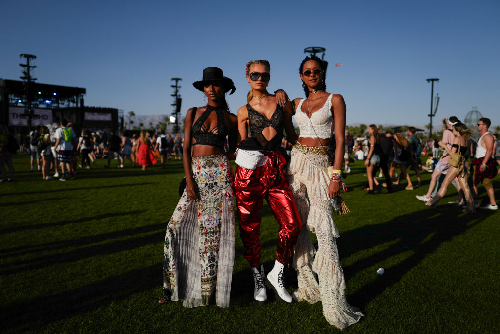 INDIO, CA - APRIL 13: Lais Ribeiro, Romee Strijd and Jasmine Tookes wearing a Victoria Secret BH during day 1 of the 2018 Coachella Valley Music & Arts Festival Weekend 1 on April 13, 2018 in Indio, California. (Photo by Jeremy Moeller/Getty Images)
