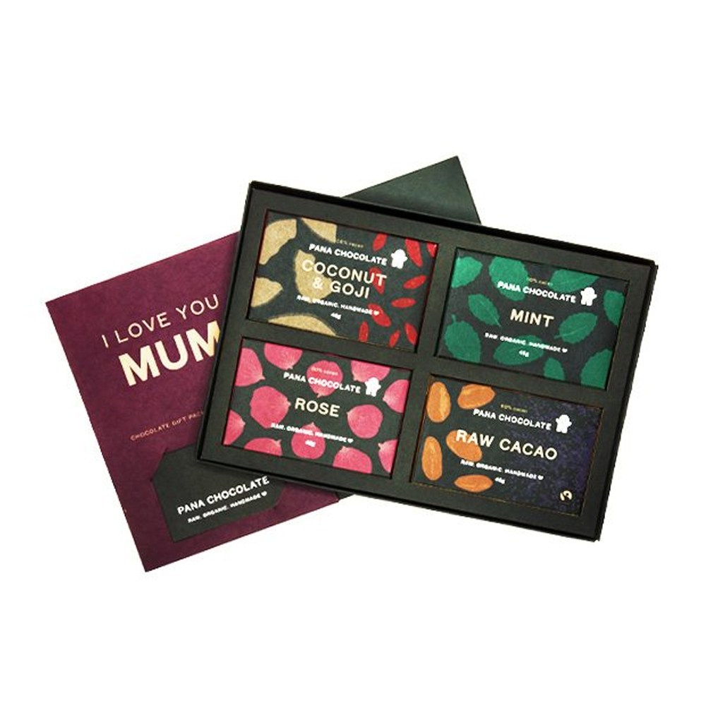 Chocolate Our pick: Pana Chocolate ‘I Love You Mum’ Gift Box, $38.90 from Natural Things