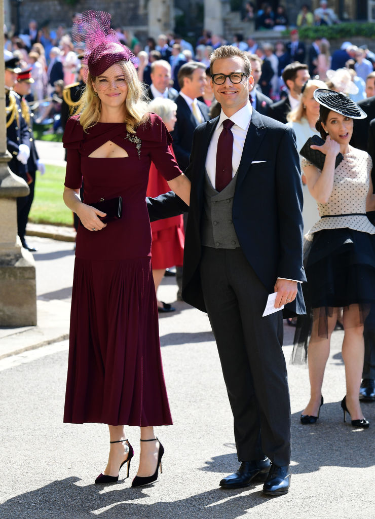 WINDSOR, UNITED KINGDOM - MAY 19: Actor Gabriel Macht and wife Jacinda Barrett arrive at St George's Chapel at Windsor Castle before the wedding of Prince Harry to Meghan Markle on May 19, 2018 in Windsor, England. (Photo by Toby Melville- WPA Pool/Getty Images)