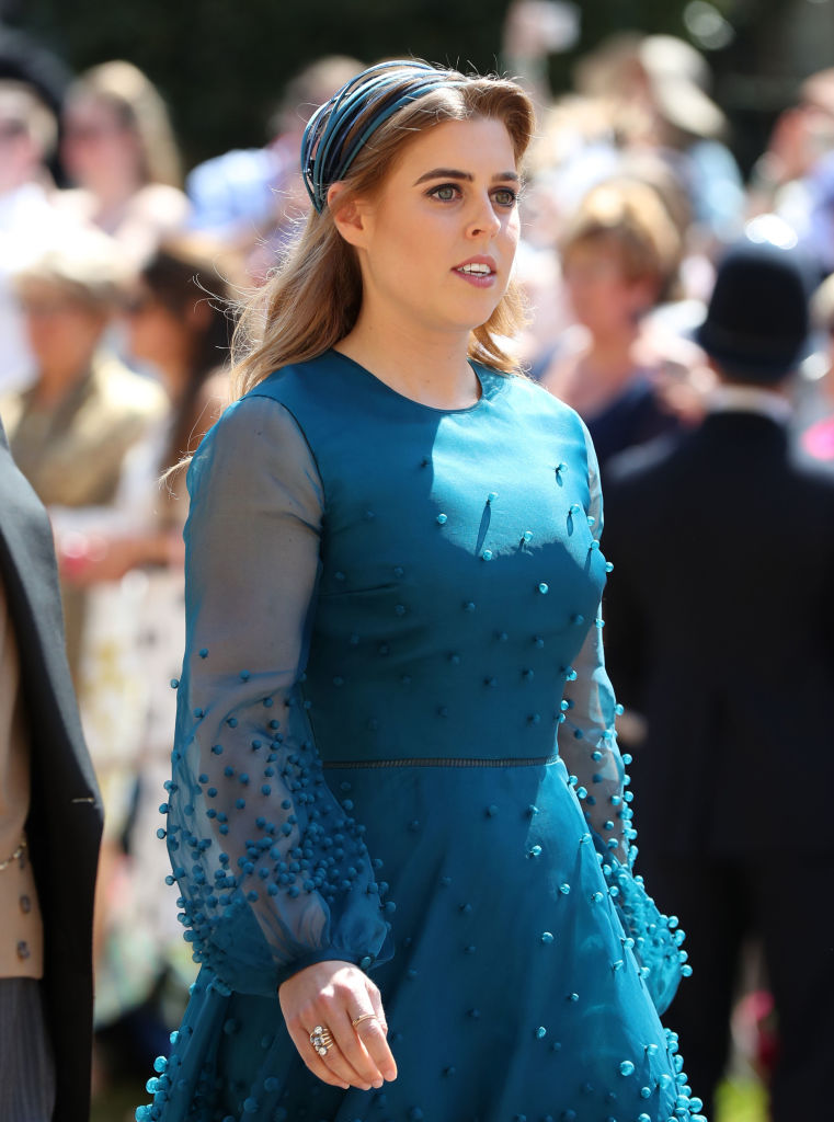 WINDSOR, UNITED KINGDOM - MAY 19: Princess Beatrice arrives at St George's Chapel at Windsor Castle before the wedding of Prince Harry to Meghan Markle on May 19, 2018 in Windsor, England. (Photo by Gareth Fuller - WPA Pool/Getty Images)