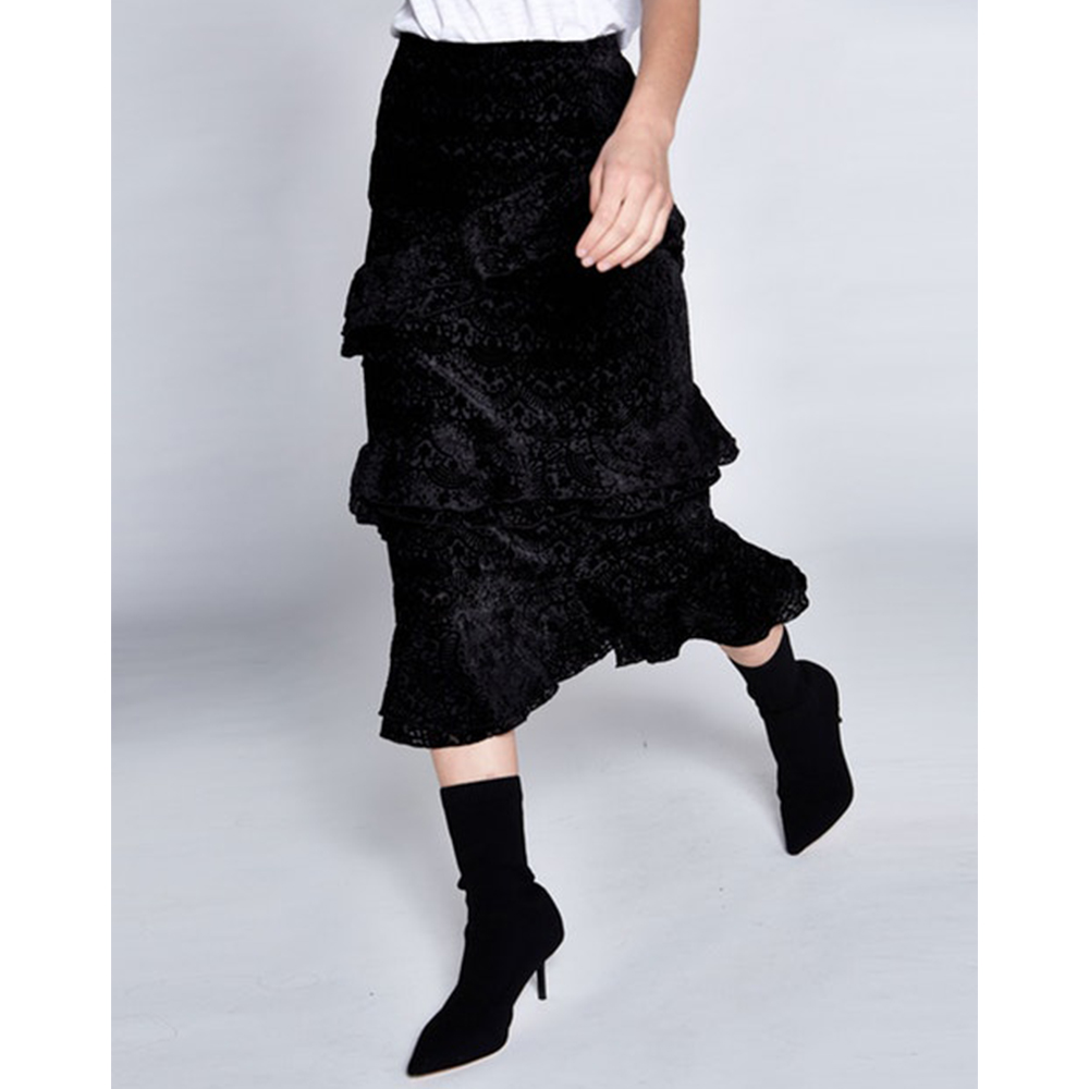 17 Items To Update Your Working Woman Wardrobe Now | Flocked Velvet Skirt, $229 from Storm