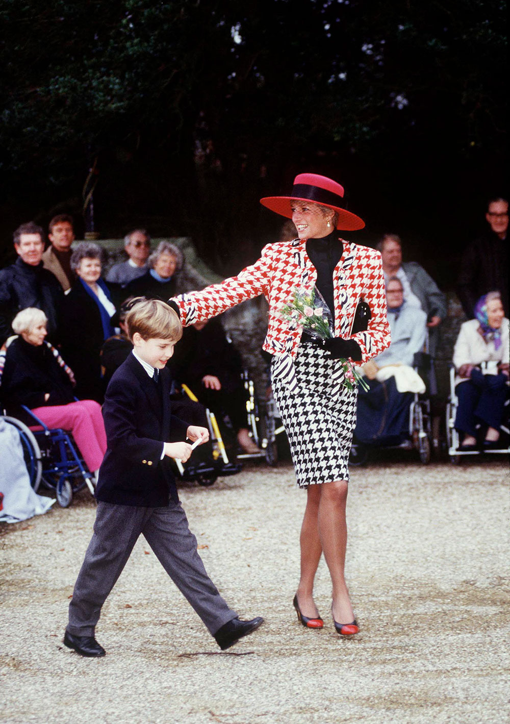 23 December, 1990 - Princess Diana and Prince William in Sandringham after the christening of her niece.