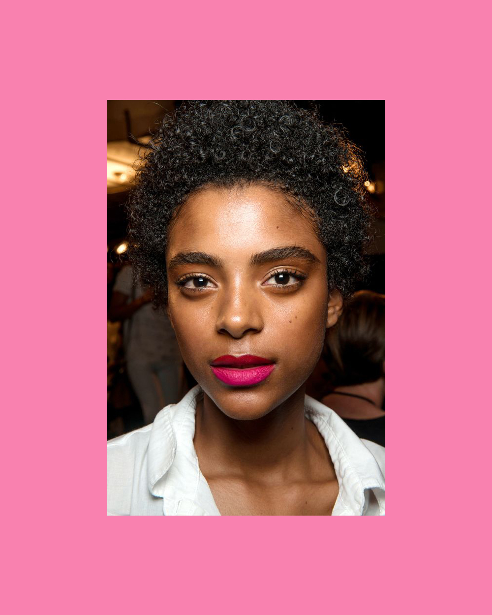 MFQ: Beauty looks for a night out | More magenta... Colour is applied with precision using a brush, with the Cupid's bow accentuated. keep your complexion clean and brows full, but natural. 