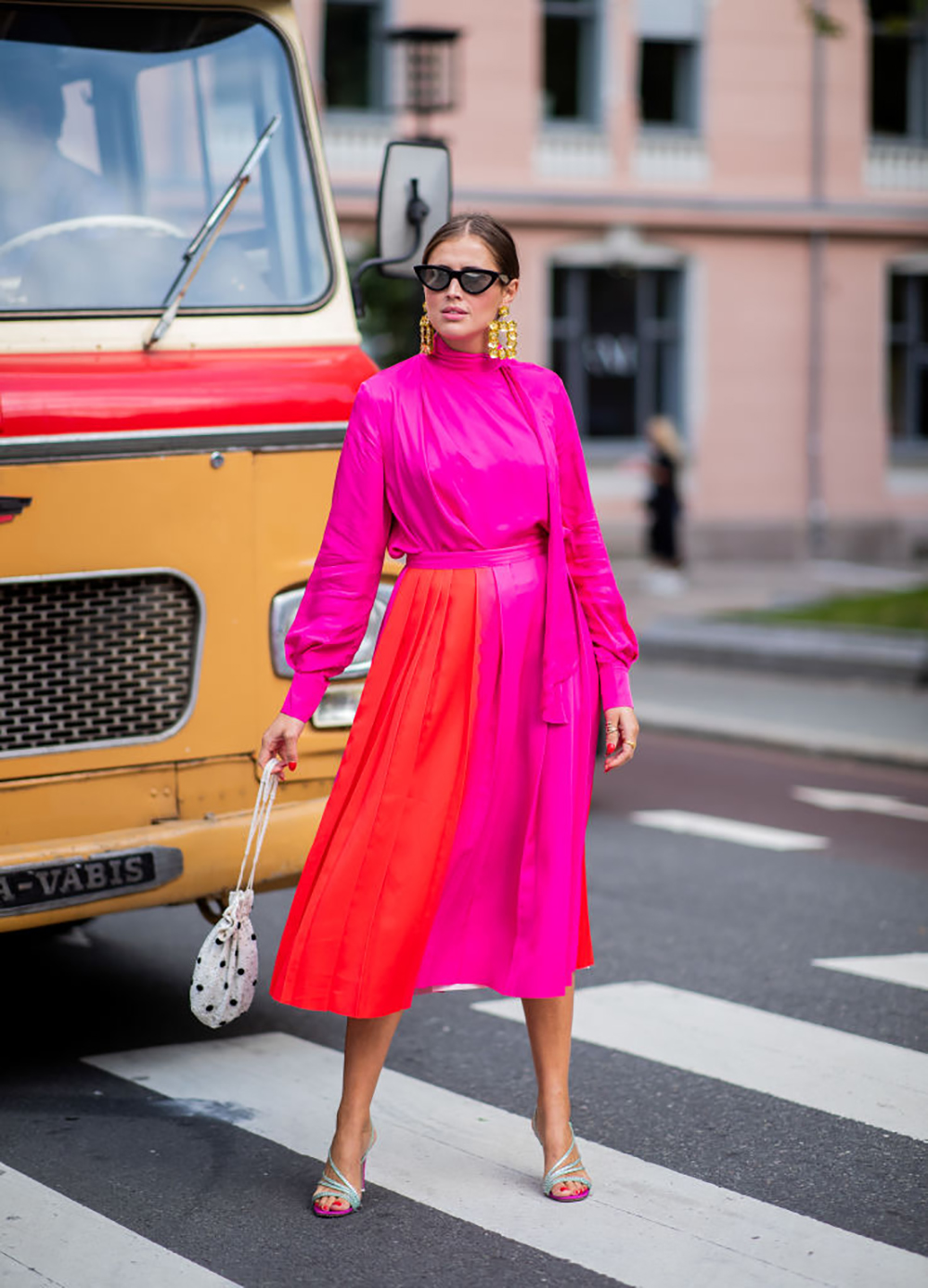OSLO, NORWAY - AUGUST 15: Darja Barannik wearing pink dress is seen outside Line of Oslo during Oslo Runway SS19 on August 15, 2018 in Oslo, Norway. (Photo by Christian Vierig/Getty Images)