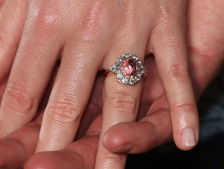 Relive every charming moment from Princess Eugenie and Jack Brookbank's royal wedding | Fashion Quarterly | Princess Eugenie's engagement ring: a pink Padparadscha Sapphire diamond engagement ring with Welsh gold