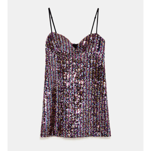 Multicoloured sequin dress, $99 from Zara