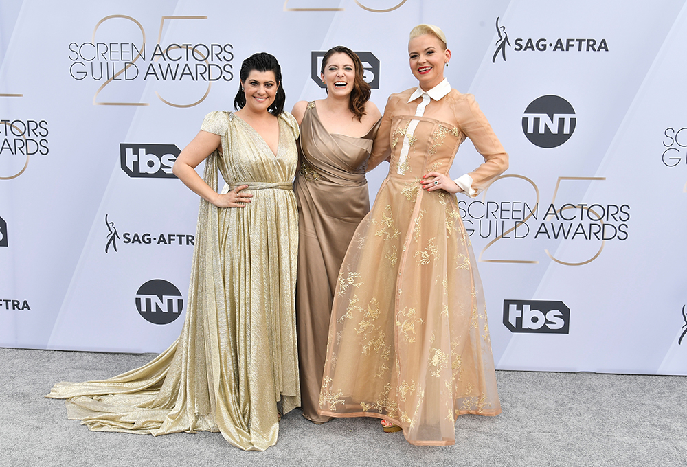Mandatory Credit: Photo by Rob Latour/REX/Shutterstock (10072501s) Rebekka Johnson, Rachel Bloom and Kimmy Gatewood 25th Annual Screen Actors Guild Awards, Arrivals, Los Angeles, USA - 27 Jan 2019