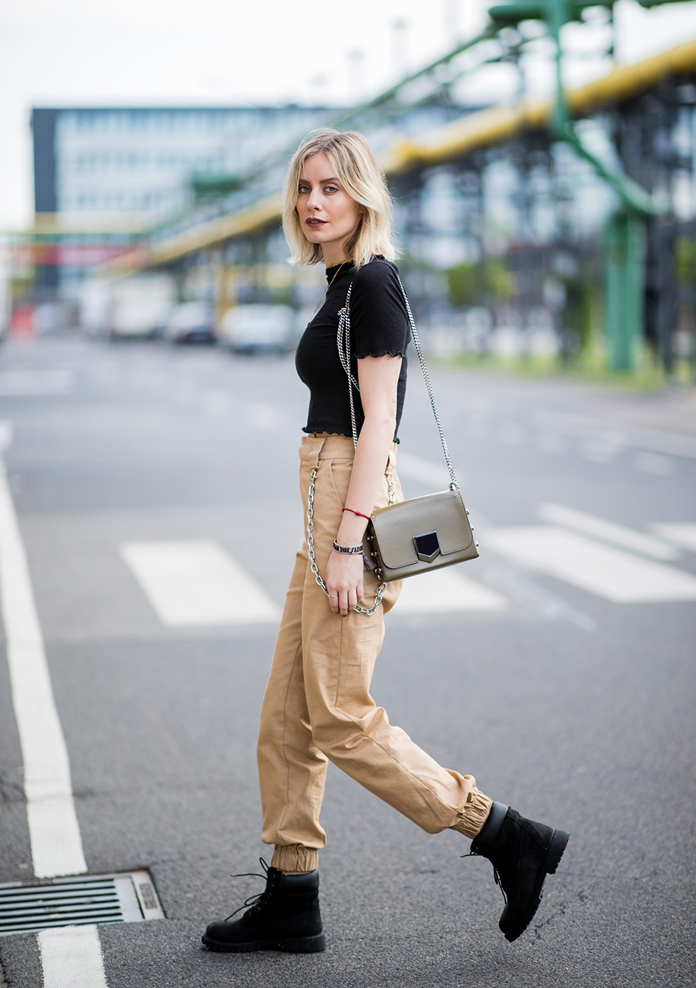 Precious Cargo: The practical pant trend that’s replacing your mom jeans (and fast) | DUESSELDORF, GERMANY - MAY 03: Lisa Hahnbueck wearing black cropped top H