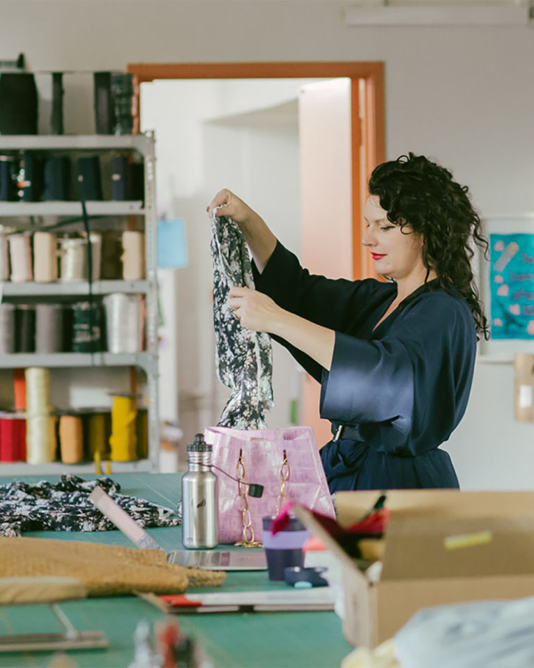 Kristine Crabb in her workroom