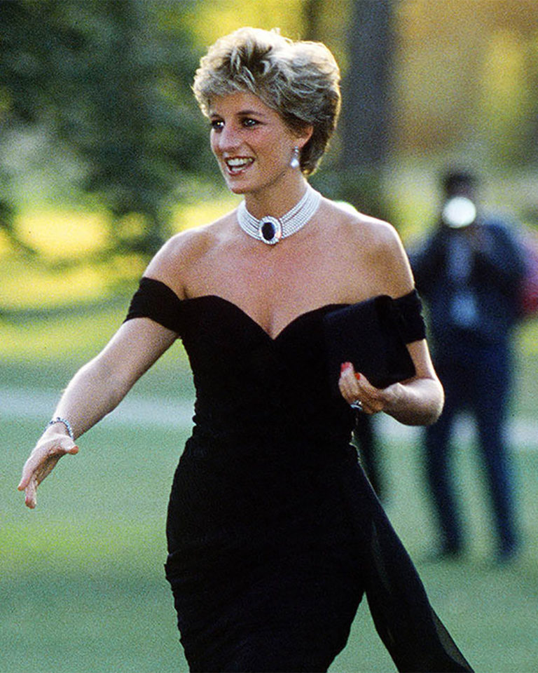 Princess Diana wears the little black 'revenge' dress she made famous.