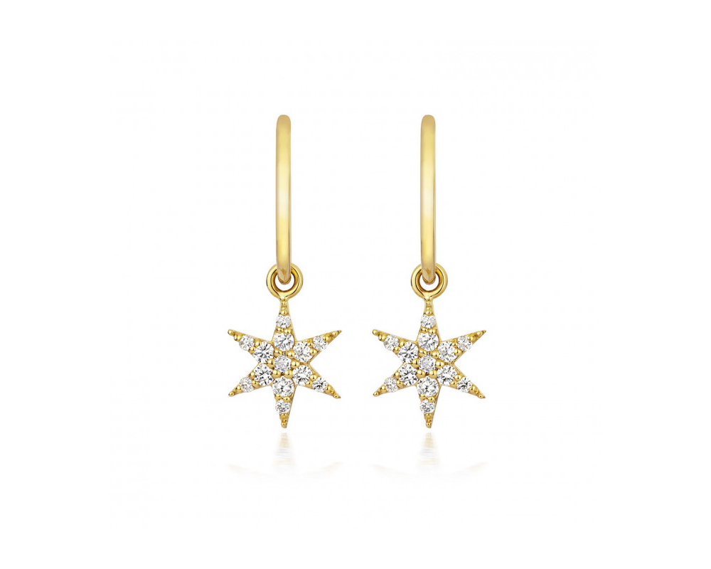 Zoe & Morgan Mini Anahata Diamond & Gold star hoops