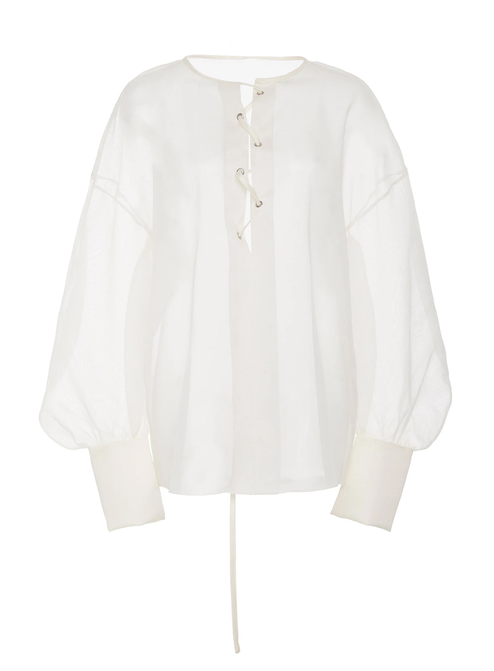 white silk puff sleeve shirt by Paris Georgia