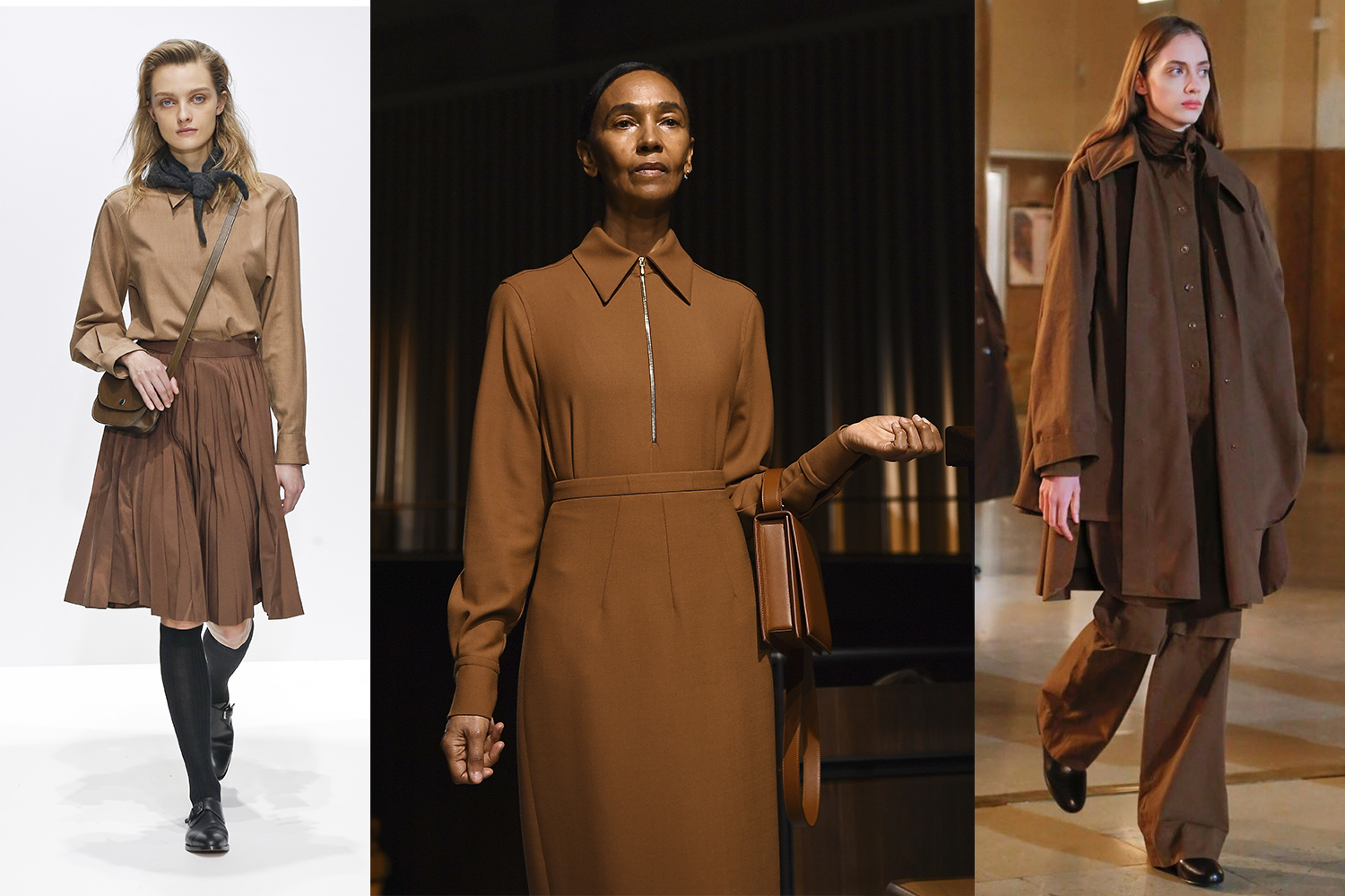 brown outfits at fashion week