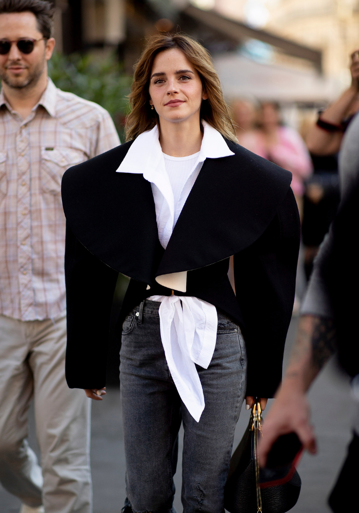 Emma Watson at Schiaparelli Haute Couture FW 22/23. Image: Imaxtree.