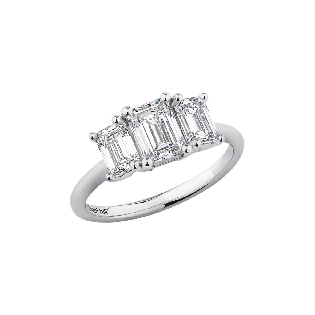 Three Stone Engagement Ring with 2 Carat TW of Laboratory-Created Diamond in 14kt White Gold, $10,999