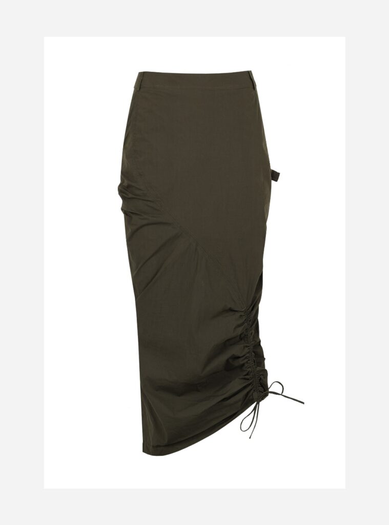 RUBY 'Donovan Tie Skirt' in khaki, $229