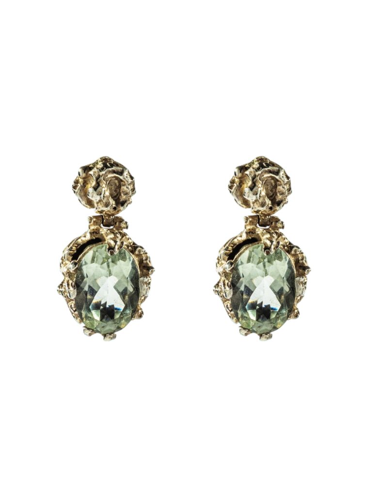 Coral Green Amethyst Earrings