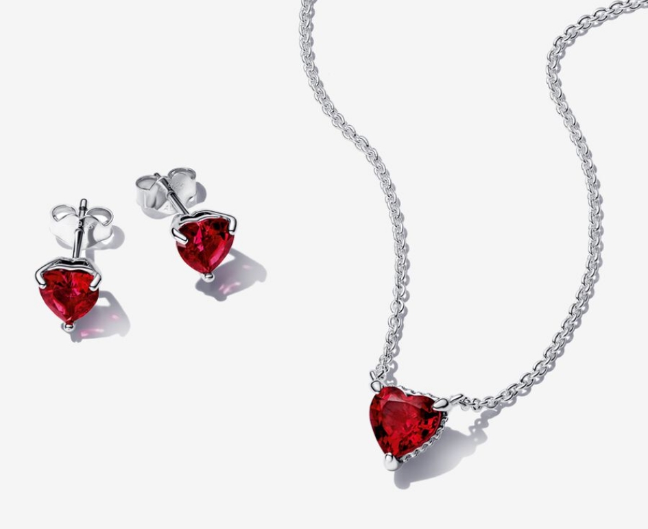 Sparkling Red Heart Jewelry Gift Set