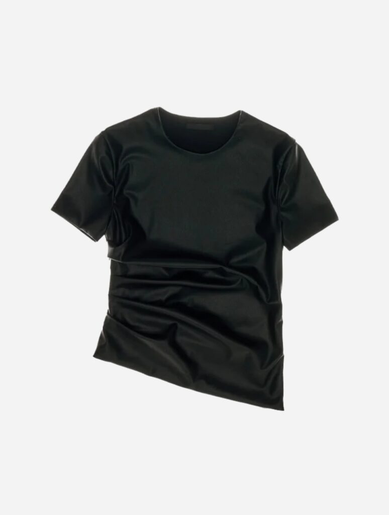 Helmut Lang ‘Faux Leather Twist Short-Sleeve Top’, $529