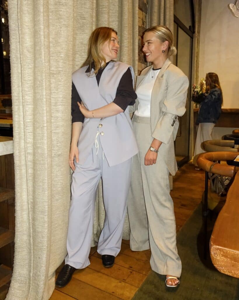 Digital editor Louise Dunn and art director Georgia Bramley wear Camilla and Marc.