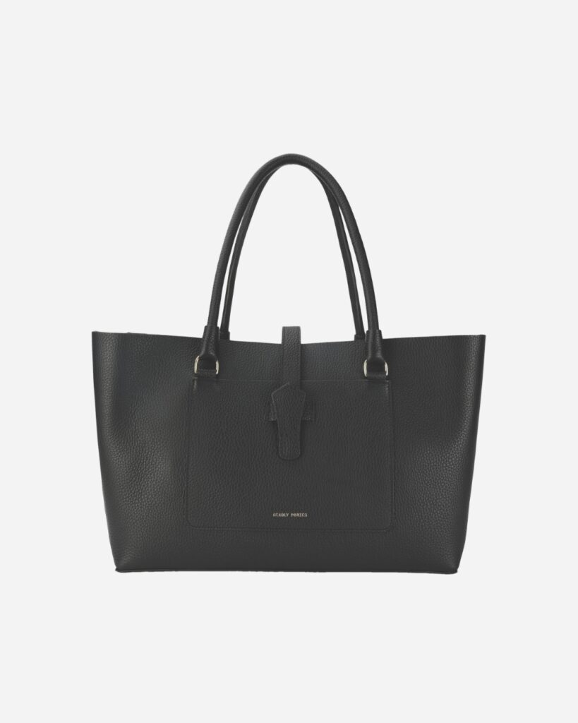 Deadly Ponies ‘Mr Breton’ tote – A luxurious black leather tote bag by Deadly Ponies, featuring a spacious interior and timeless design perfect for work essentials.