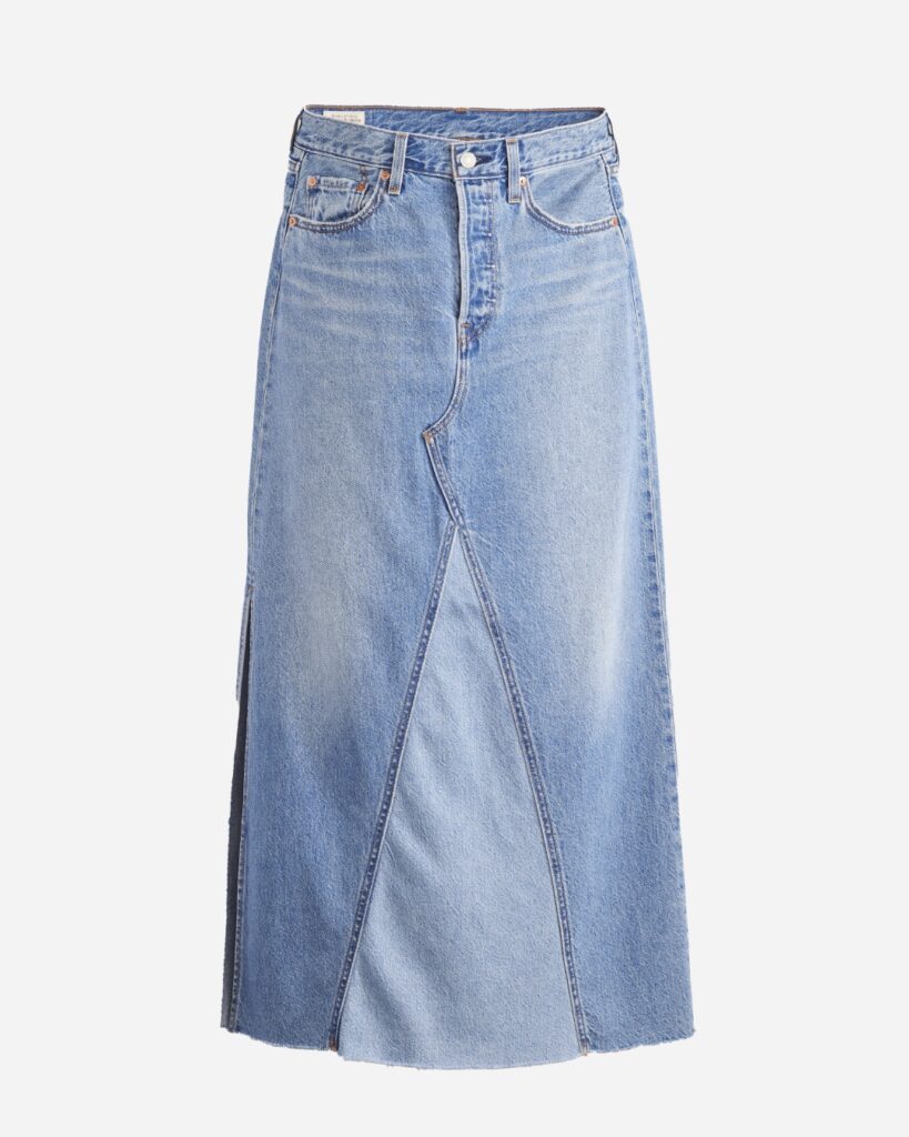 Levi’s ‘Icon’ long skirt – A long, timeless denim skirt by Levi’s, combining casual chic with an office-appropriate silhouette.