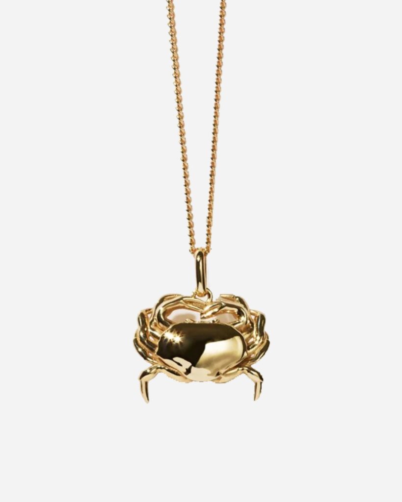 Meadowlark crab charm necklace, $299.