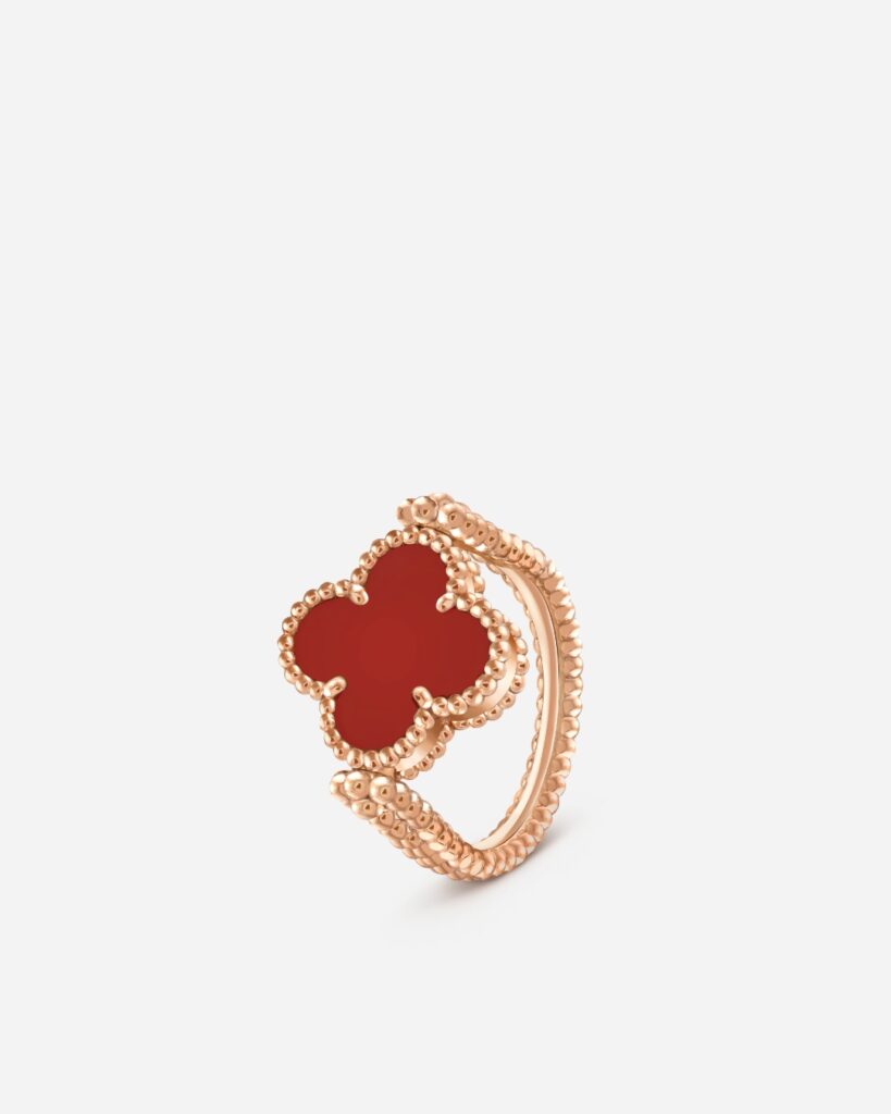 Van Cleef & Arpels ‘Vintage Alhambra’ reversible ring, $11,000.