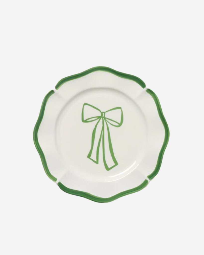 No.22 The Season Green Bow Dinner Plate, $35.