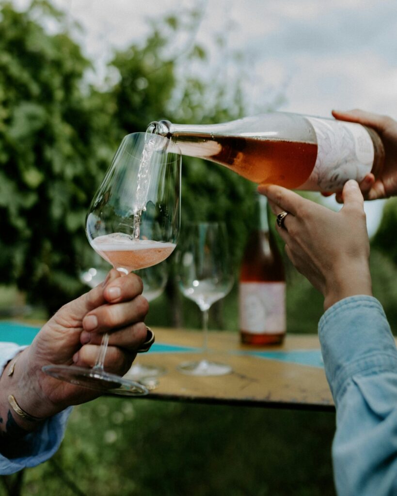 Beatrix Sparkling Rosé in its original bottled format.